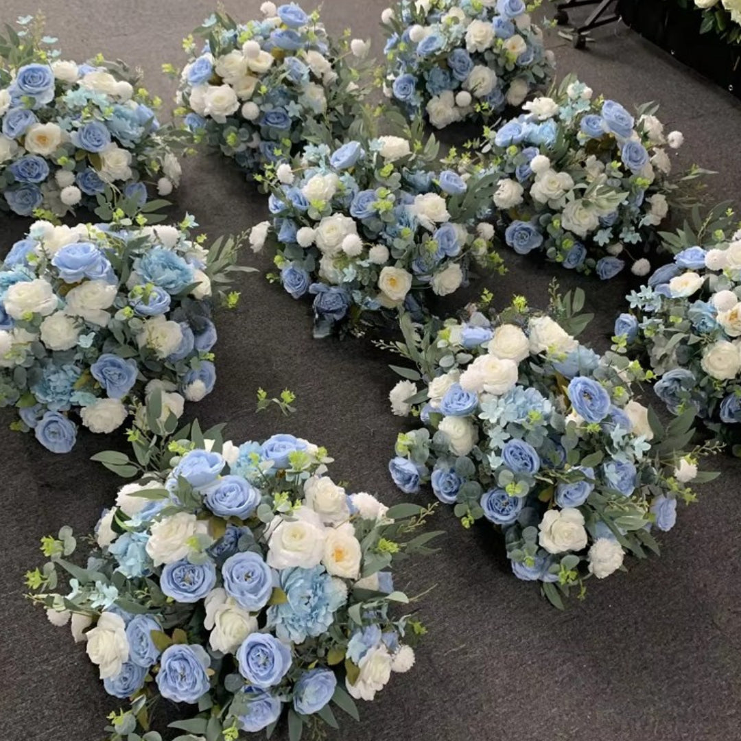 Light Blue & White Premium Flower Ball - 1042