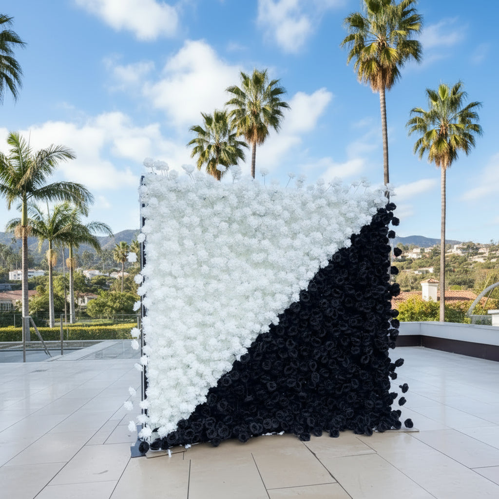 White & Black Premium Rose Floral Flower Wall - 210