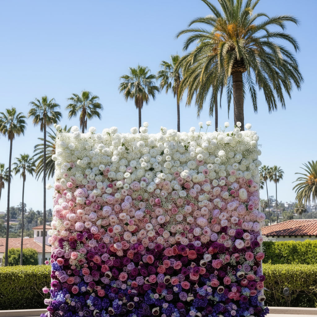 Purple, Pink & White Premium Rose Flower Wall - 111