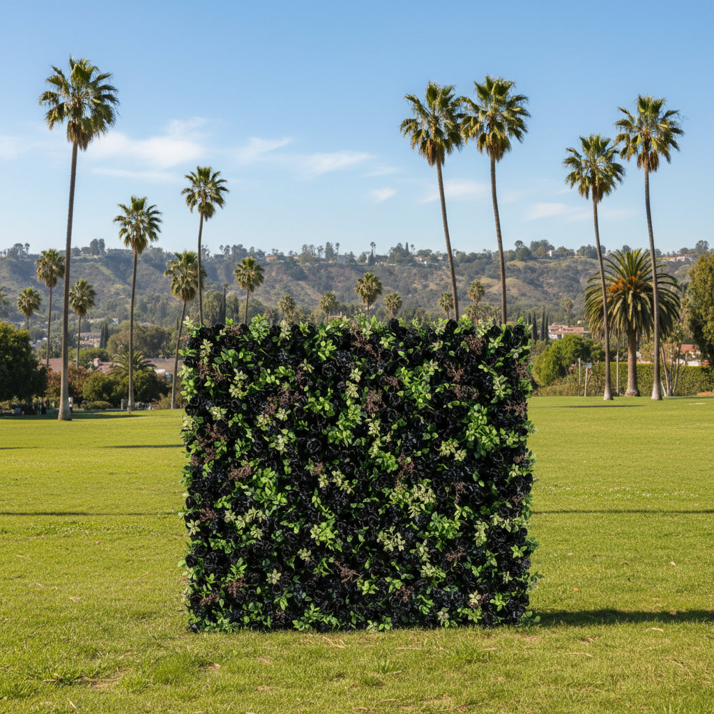 Black Greenery Premium Flower Wall Backdrop - 536
