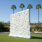 All White Premium Wild Rose Flower Wall - 020