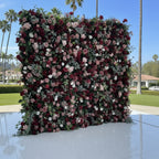 Deep Red, Pink and Greenery Premium Rose Flower Wall - 214