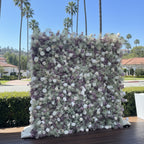 Baby's Breath White & Lavender Rose Flower Wall - 065