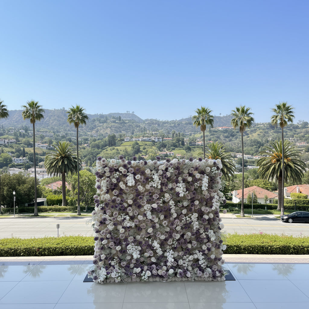 Babys Breath White. Purple Lavender Rose Flower Wall - 255