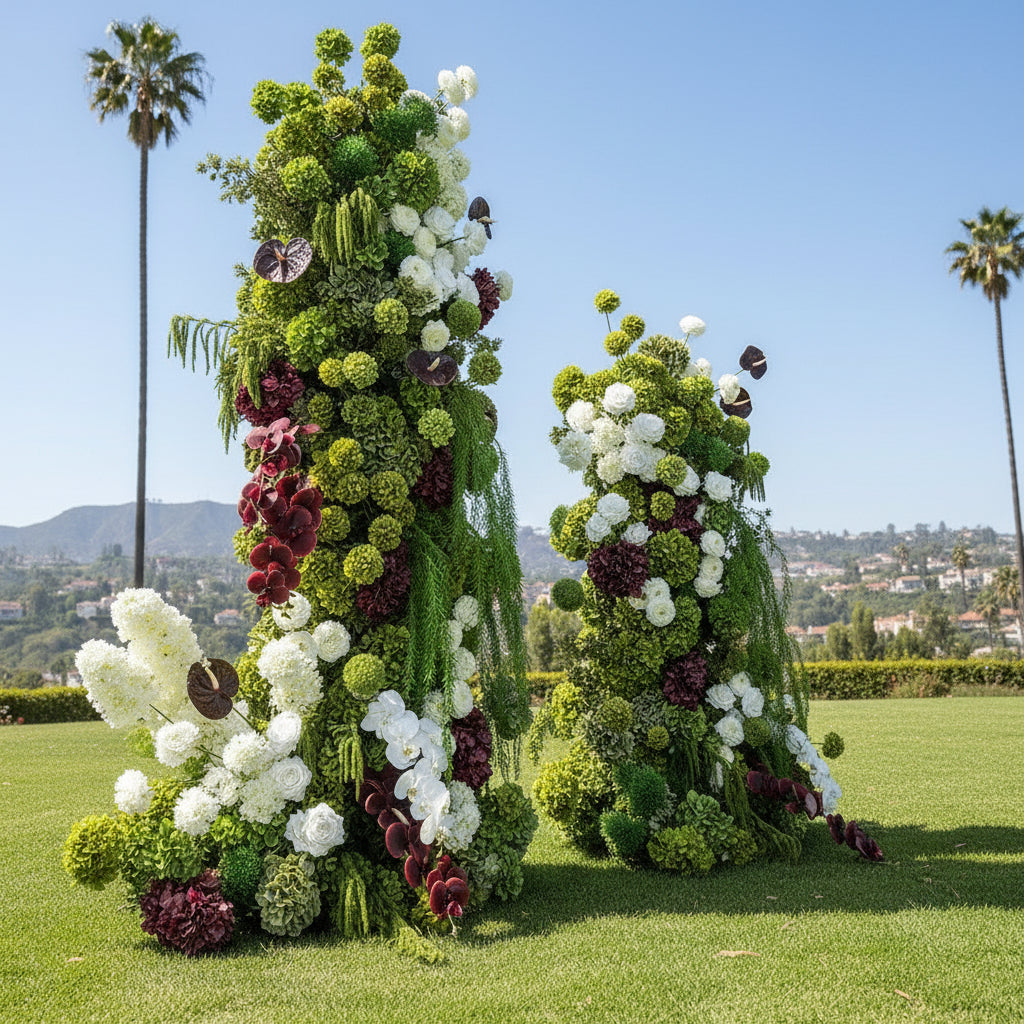 Green, Burgundy and White 2 Piece Premium 2 Piece Flower Horn Arch Set - 4605