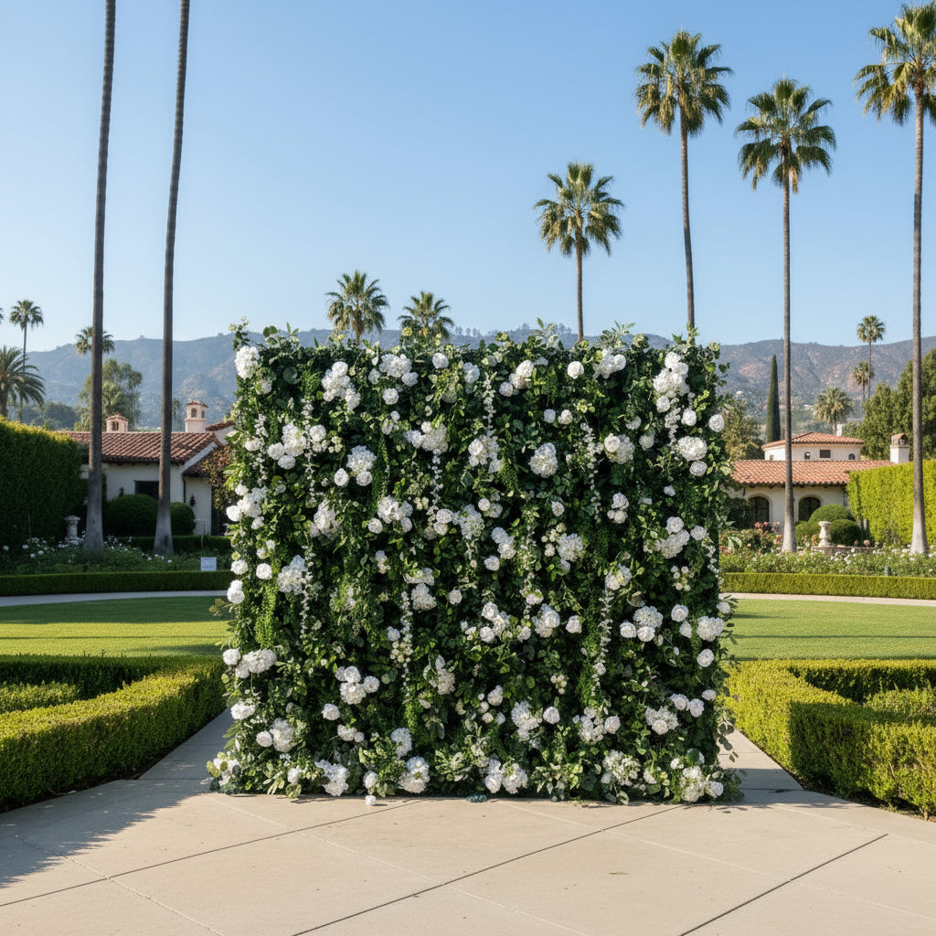 Wild White Rose Greenery Premium Flower Wall - 151