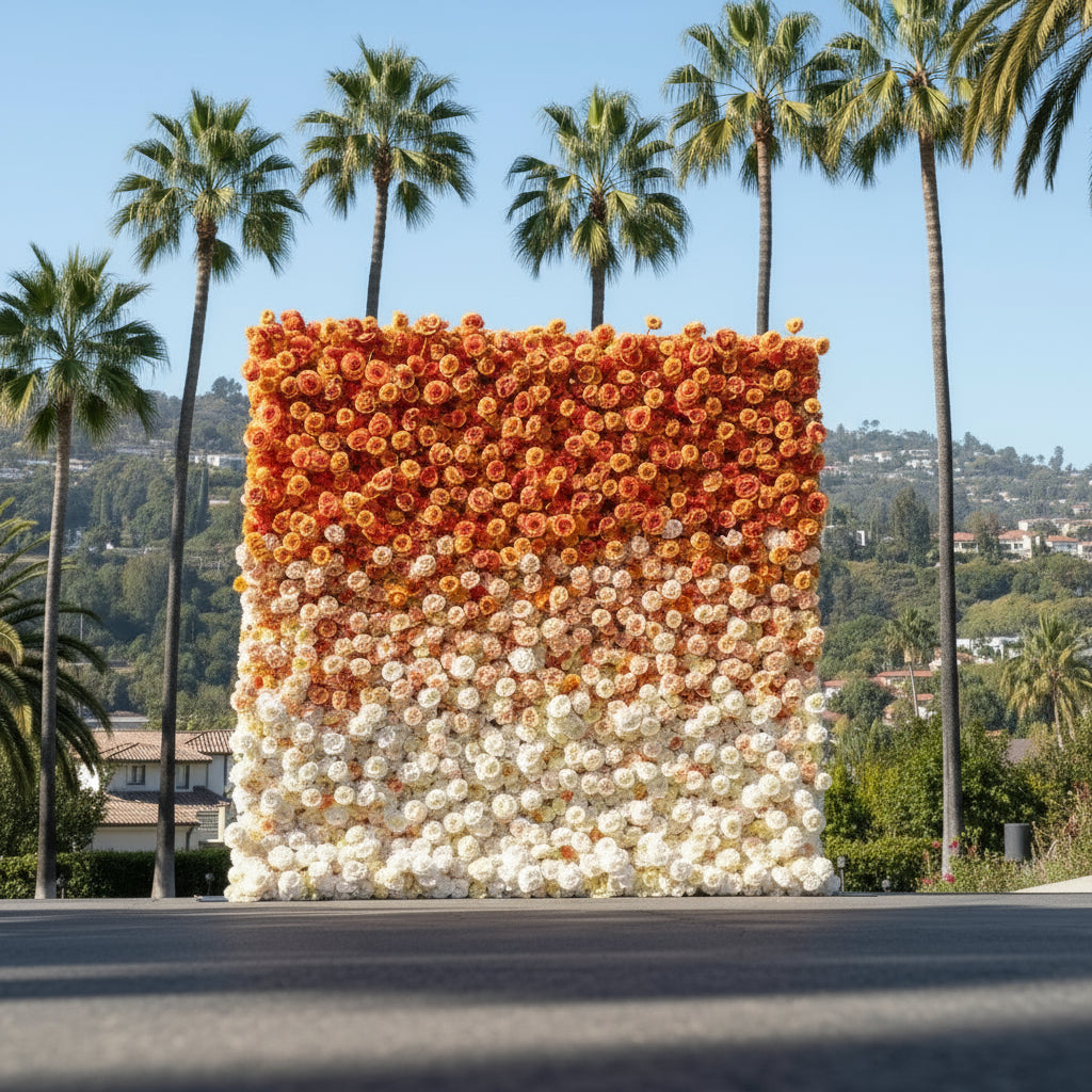 Orange Ombre Premium Rose Flower Wall - 228