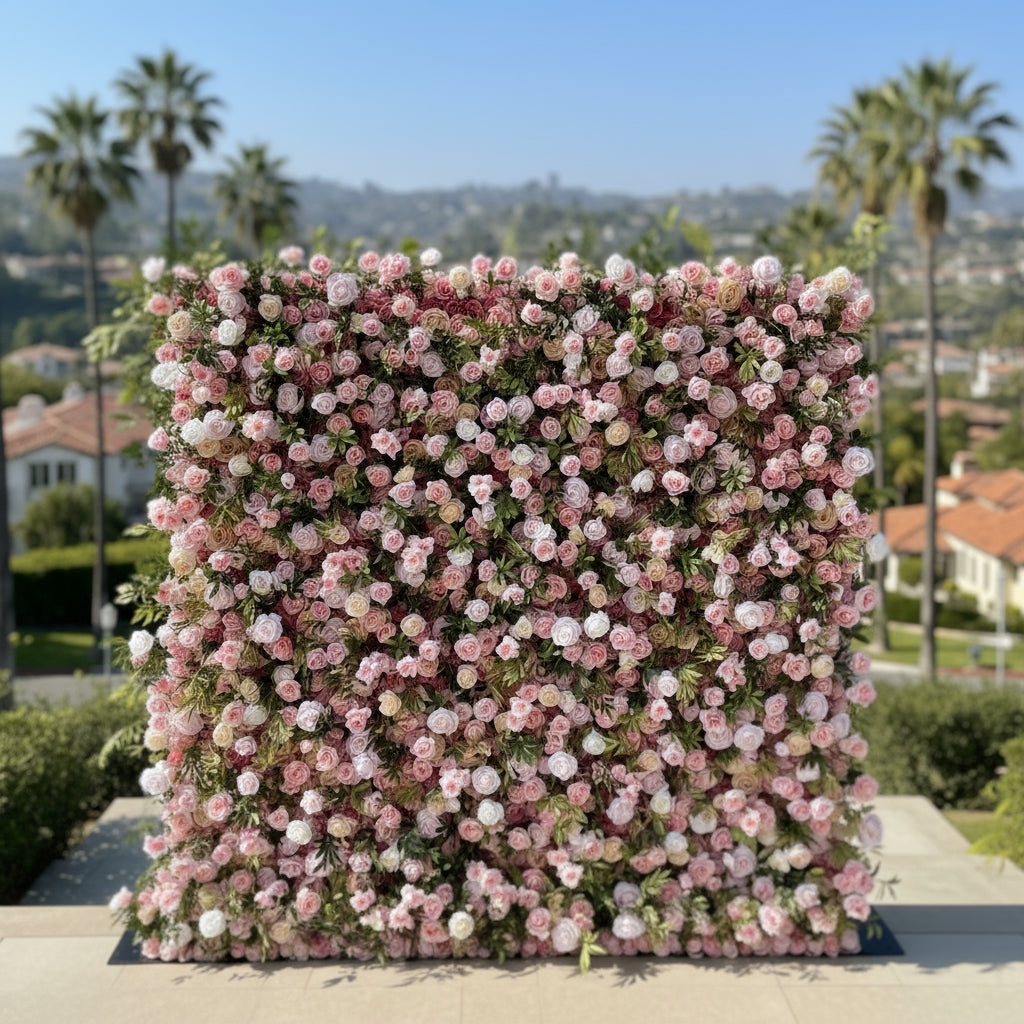 Pink & Green Rose Premum Flower Wall - 152