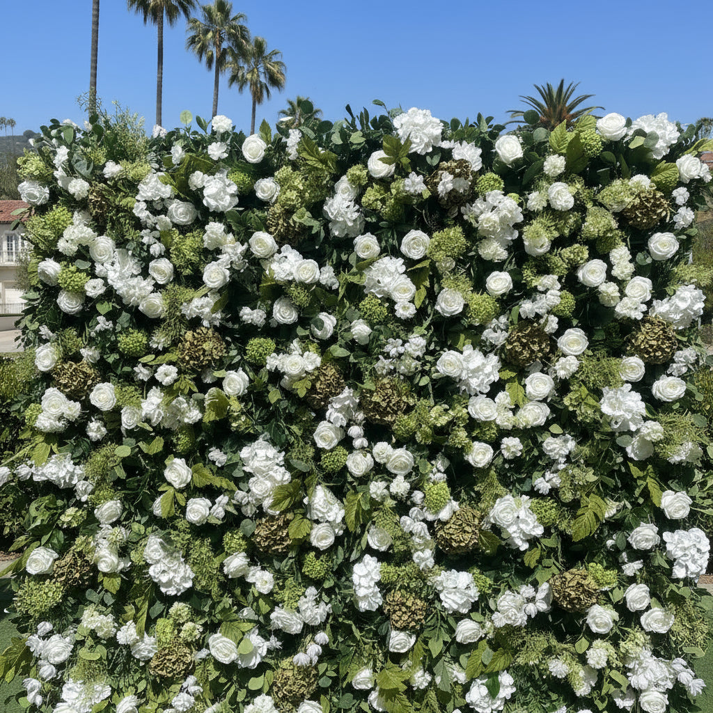 White Rose Greenery Moss Premium Flower Wall - 516