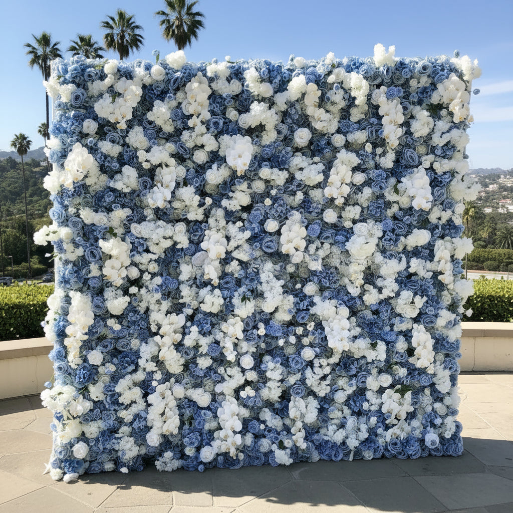 Dripping Florals Blue and White Premium Flower Wall - 145