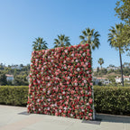 Red, Pink and Greenery Rose Premium Flower Wall - 031