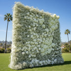 Baby's Breath Silver + White Rose Flower Wall - 178