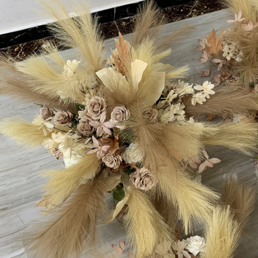 Brown, White and Tan Pampas Grass Premium Flower Ball - 1066