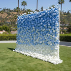 Baby Blue & White Premium Ombre Flower Wall - 114