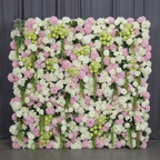 Dripping Pink, Greenery and White Premium Flower Wall Backdrop - 287