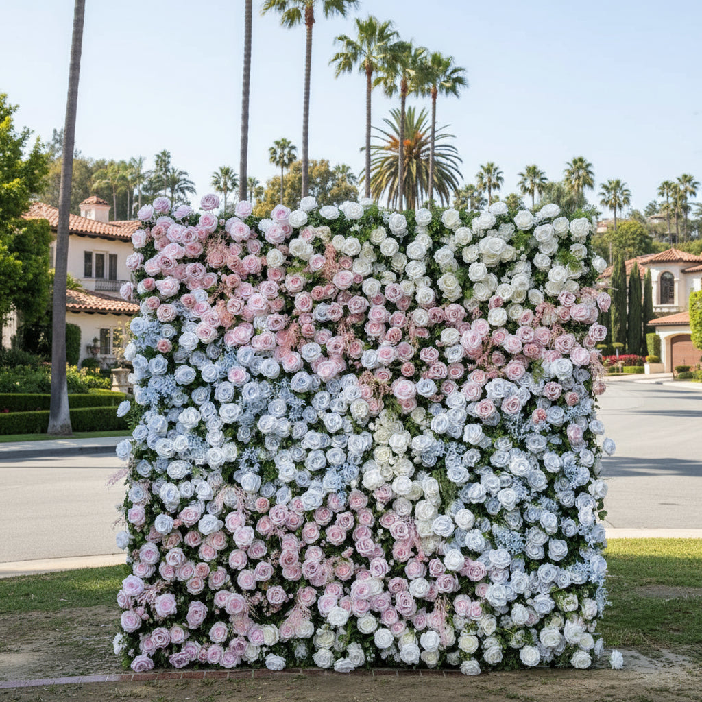 Pink, White and Blue Premium Wild Rose Flower Wall - 191