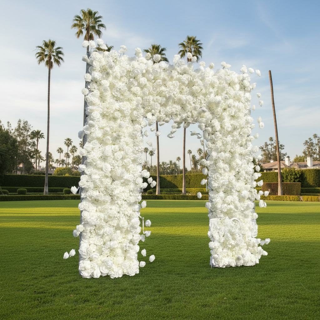 White Wild Rose Premium Floral Square Arch - 5001