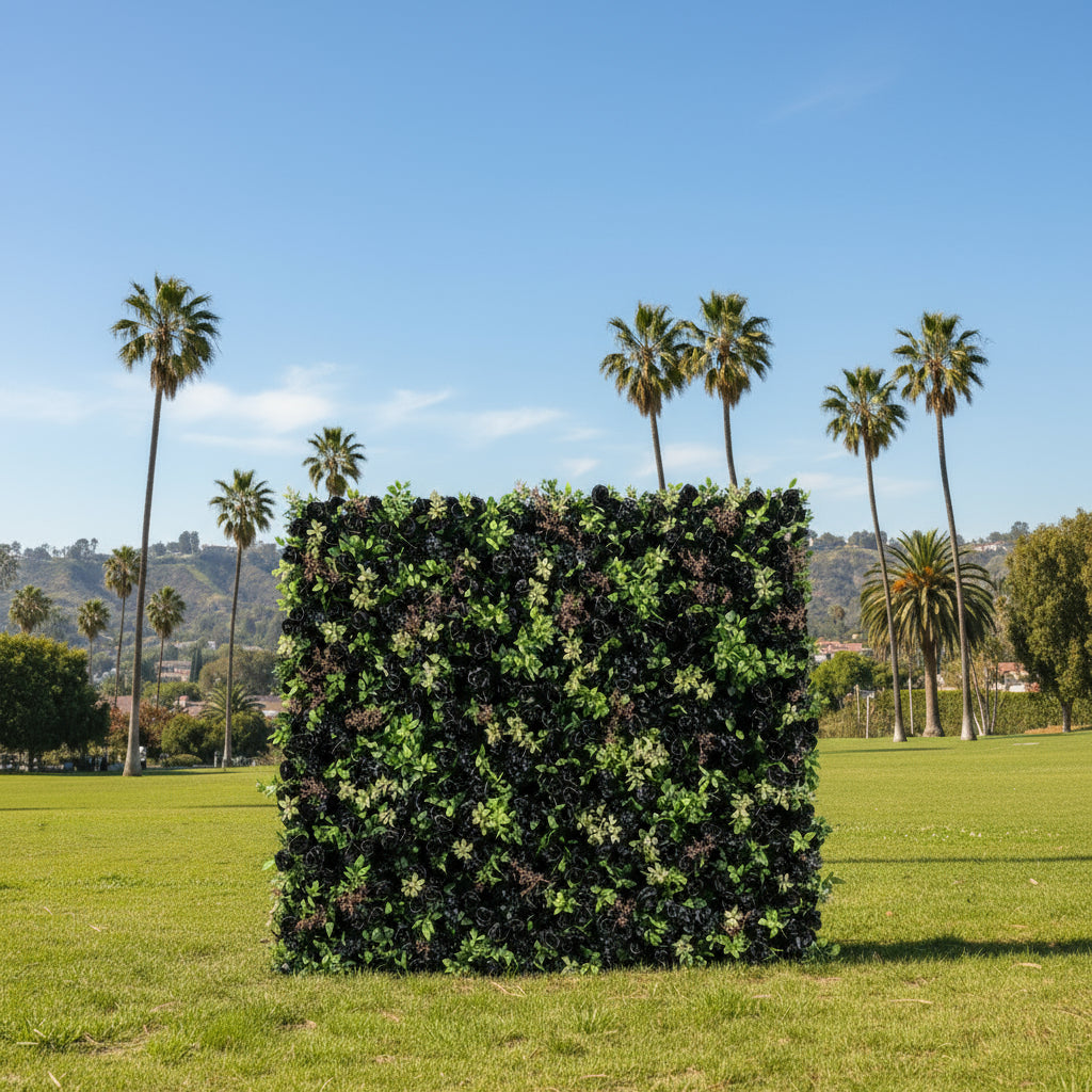 Black Greenery Premium Flower Wall Backdrop - 536