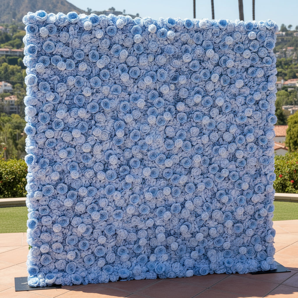 Classic Light Blue Pink Rose Flower Wall - 241