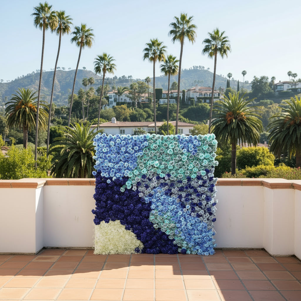 Light & Dark Blue Premium Rose Flower Wall - 109