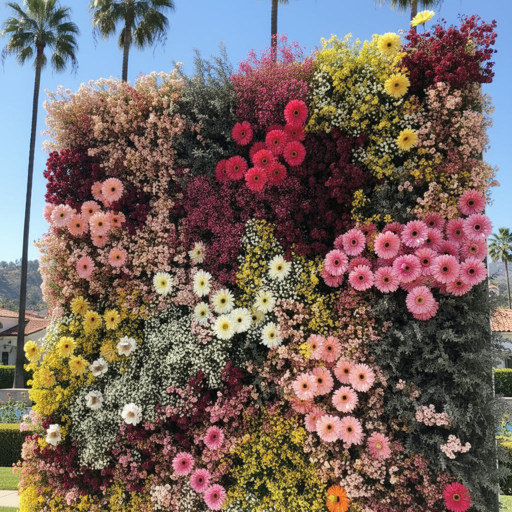 Pink, Brown, Red & Yellow Premium Flower Wall - 132