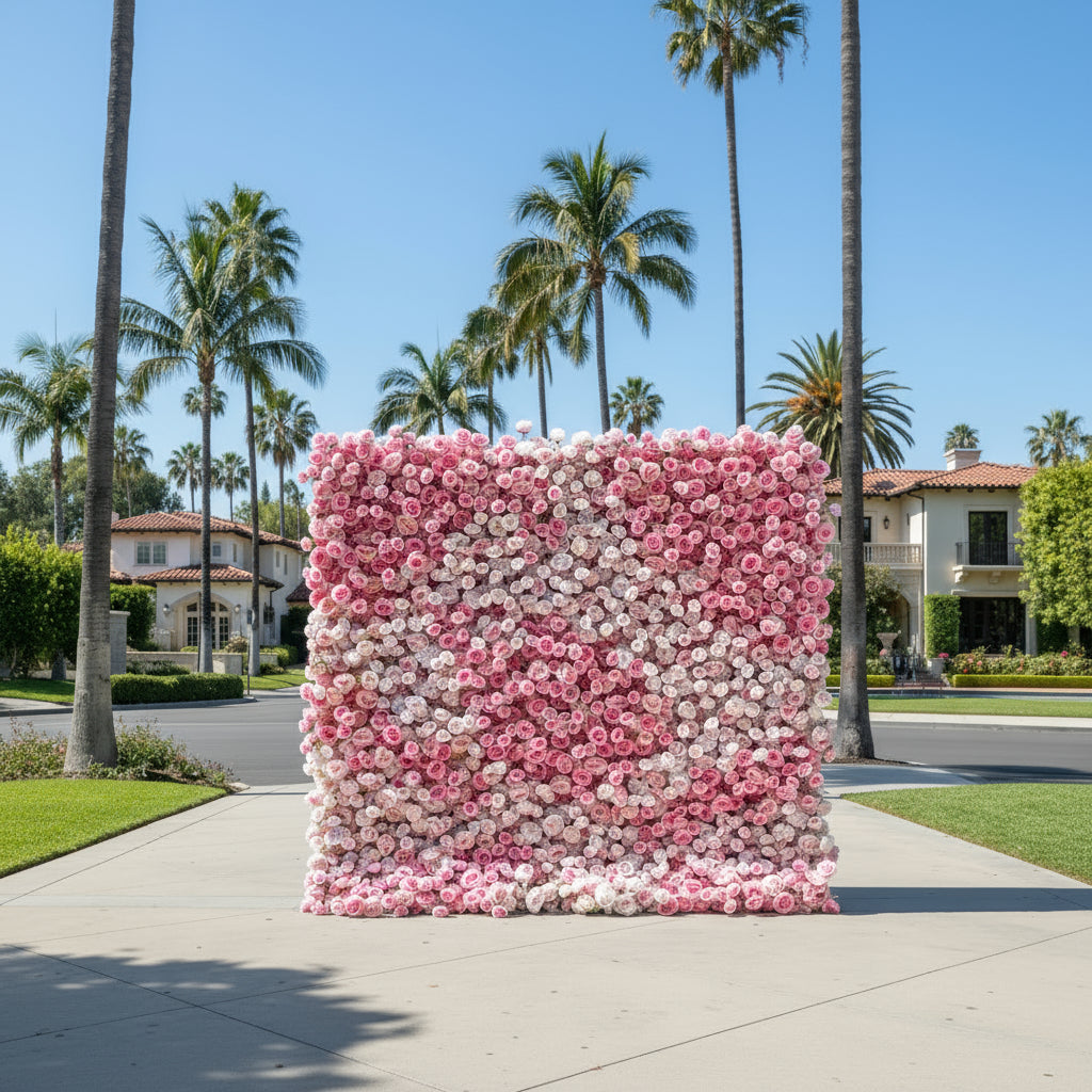 All Pink Wild Rose Premium Flower Wall - 028