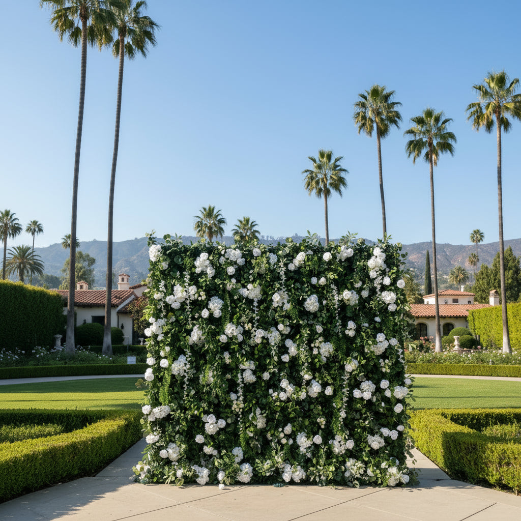 Wild White Rose Greenery Premium Flower Wall - 151