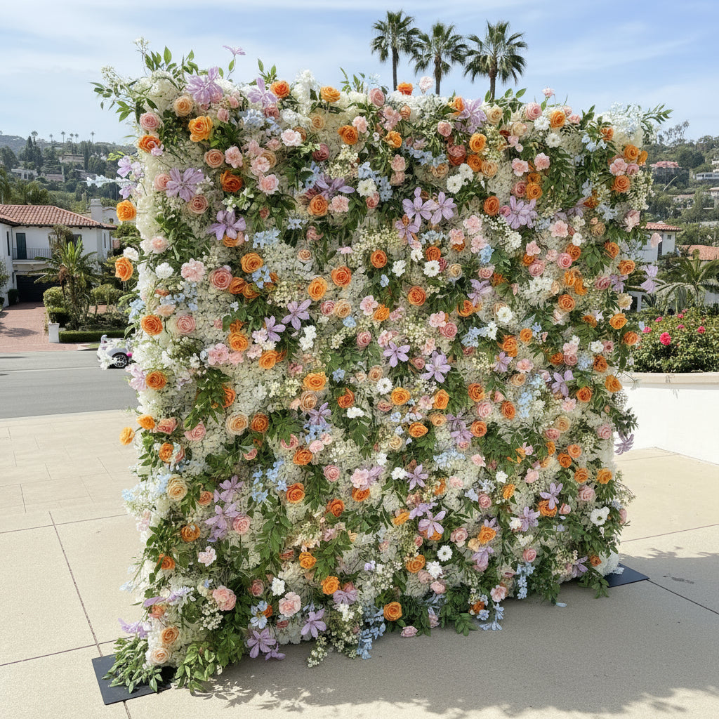 Pink, Purple, Orange and White Premium Flower Wall - 274