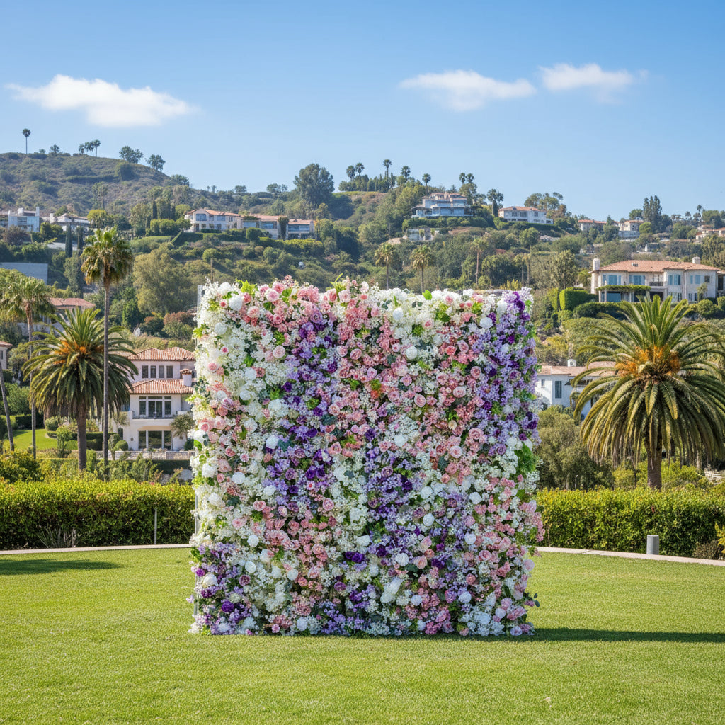 Into The Meadow Pink, White and Purple Premium Flower Wall - 046