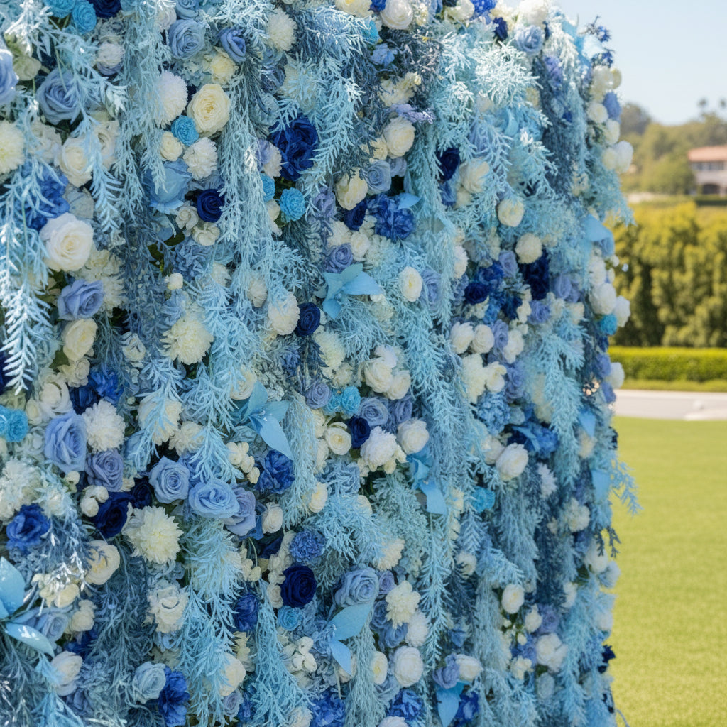 Into The Meadow Dripping Blue & White Flower Wall - 284