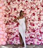 Pink & Cream Greenery Wild Rose Flower Wall - 229