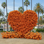 Orange Premium Wild Rose Heart Flower Arch #4910