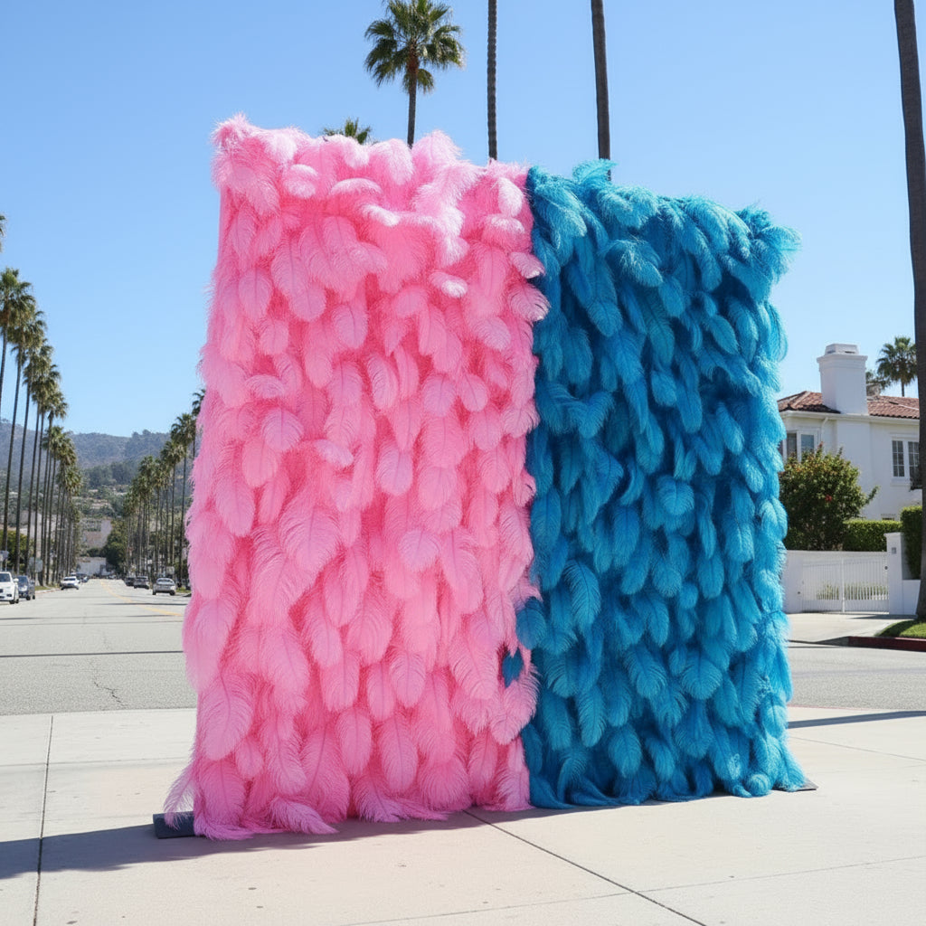Pink & Blue Feather Wall - 311