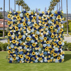 Blue and Yellow Wild Rose Sunflower Premium Flower Wall Backdrop - 286