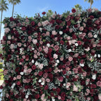 Deep Red, Pink and Greenery Premium Rose Flower Wall - 214