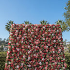 Red, Pink and Greenery Rose Premium Flower Wall - 031