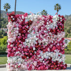 Deep Red, Pink and White Swirl Premium Flower Wall - 148