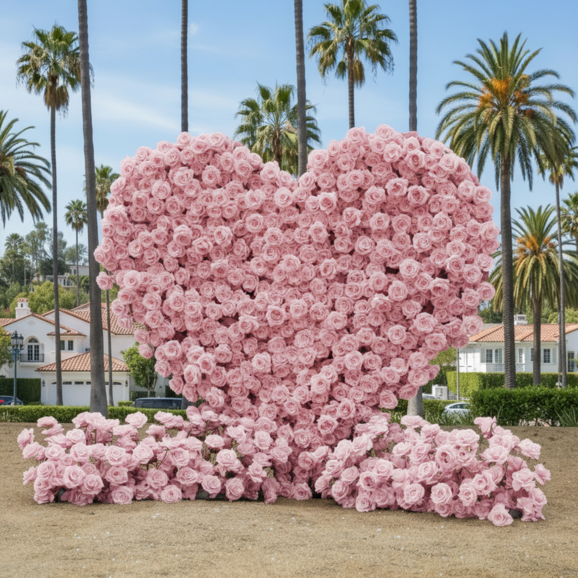 Light Pink Premium Wild Rose Heart Flower Arch #4905