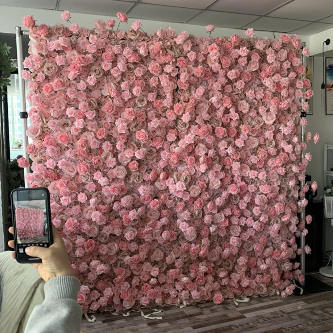 Light Pink & Tan Wild Rose Premium Flower Wall - 271