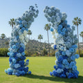 Light and Dark Blue Cream Premium 2 Piece Flower Horn Arch Set - 4598