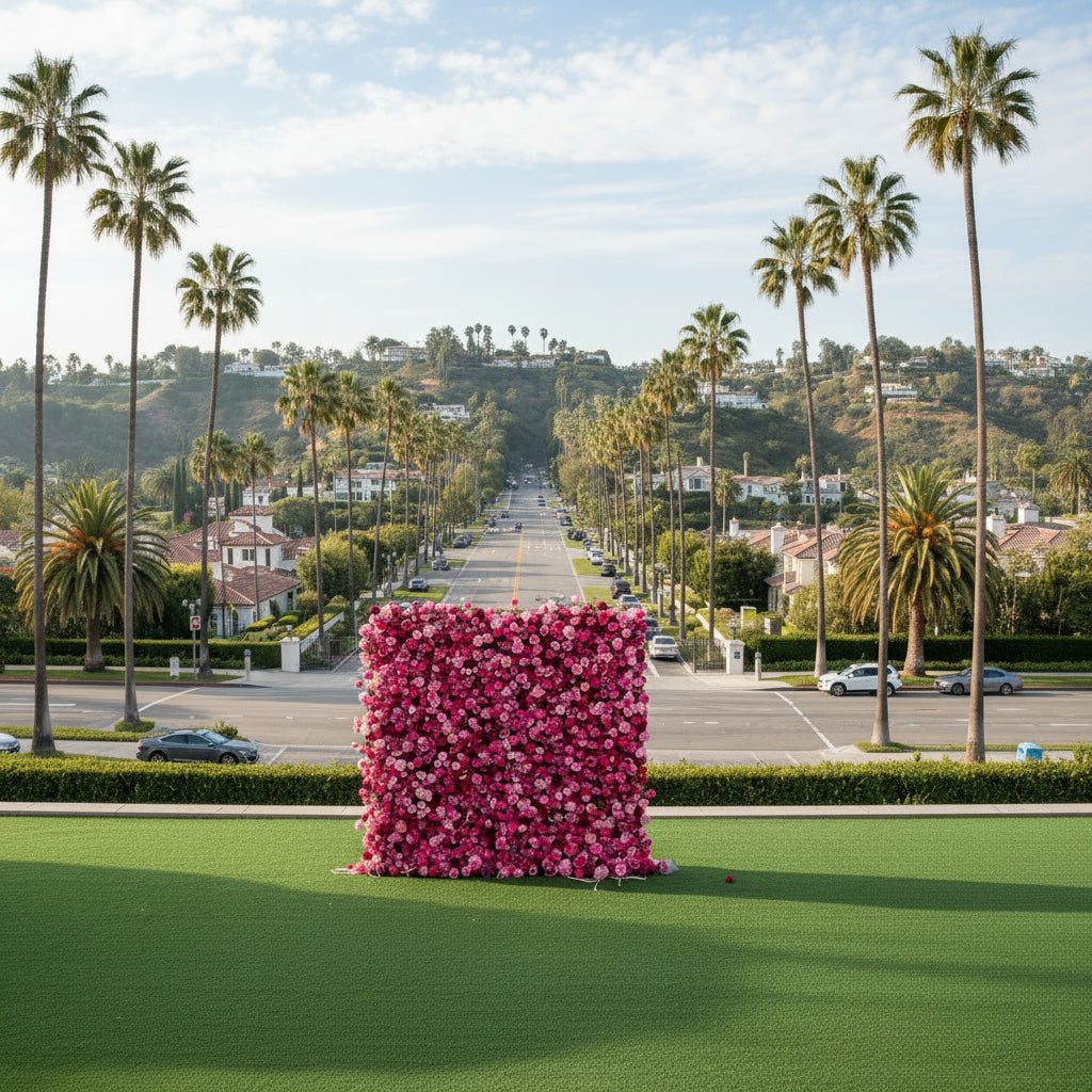 Light & Dark Pink Wild Rose Premium Flower Wall - 217