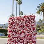 Light Pink, Red & White Wild Rose Premium Flower Wall - 176