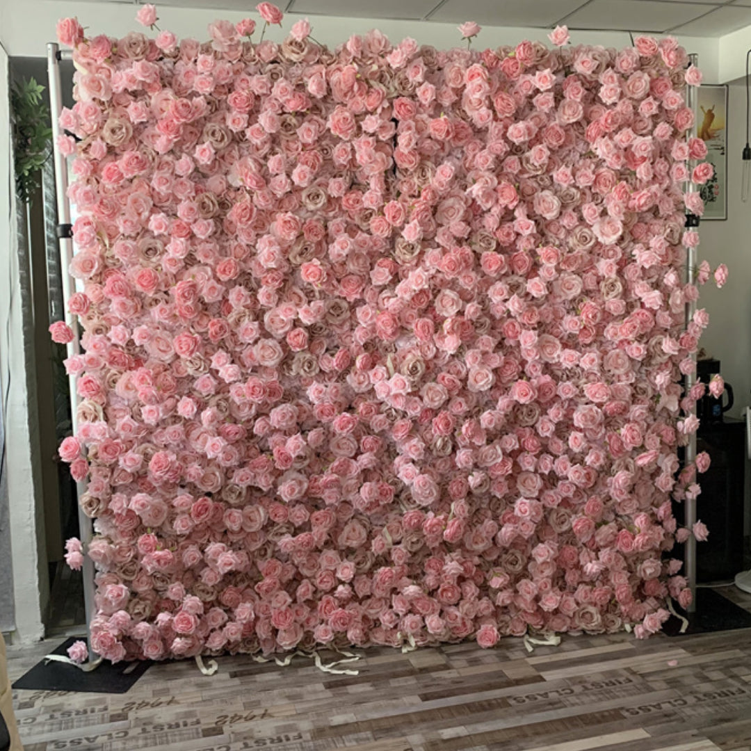 Light Pink & Tan Wild Rose Premium Flower Wall - 271