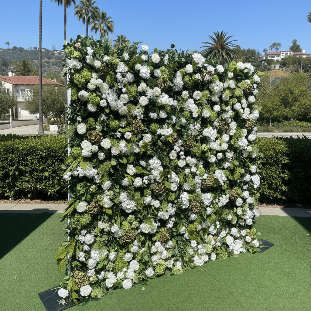 White Rose Greenery Moss Premium Flower Wall - 516