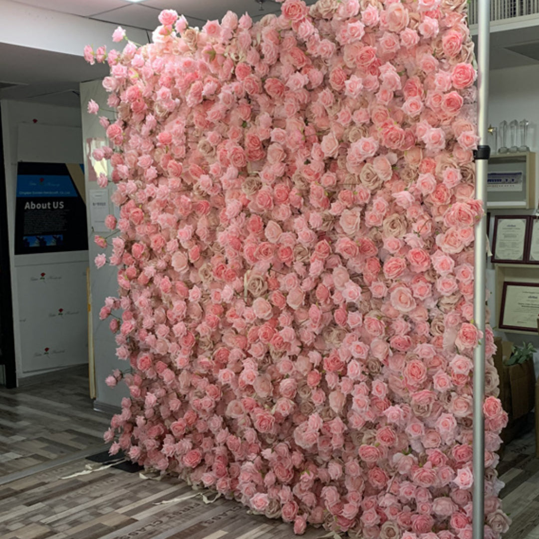Light Pink & Tan Wild Rose Premium Flower Wall - 271