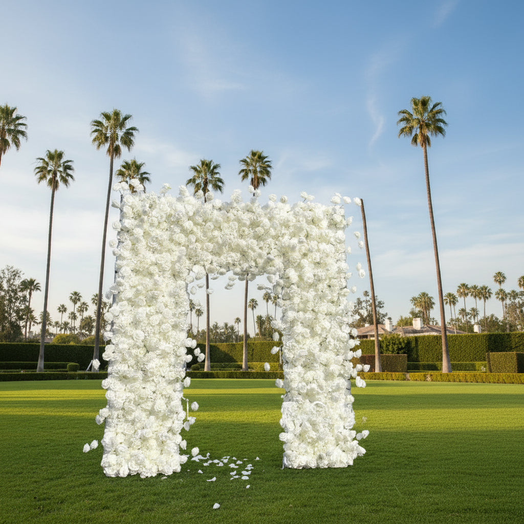 White Wild Rose Premium Floral Square Arch - 5001