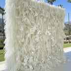 Into The Meadow White Ivory Flower Wall - 040