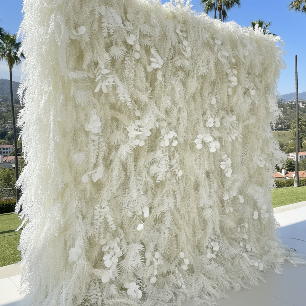 Into The Meadow White Ivory Flower Wall - 040