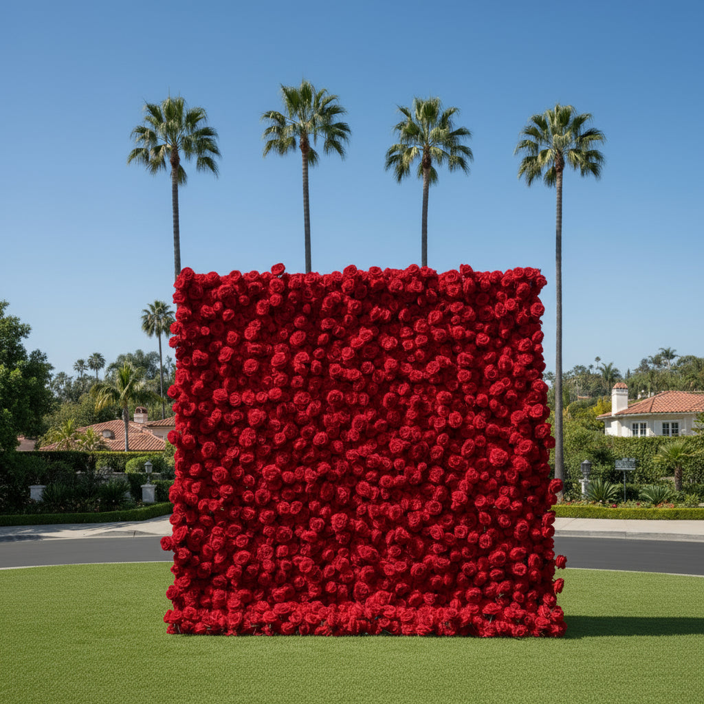 Deluxe Pure Red Wild Rose Flower Wall - 021