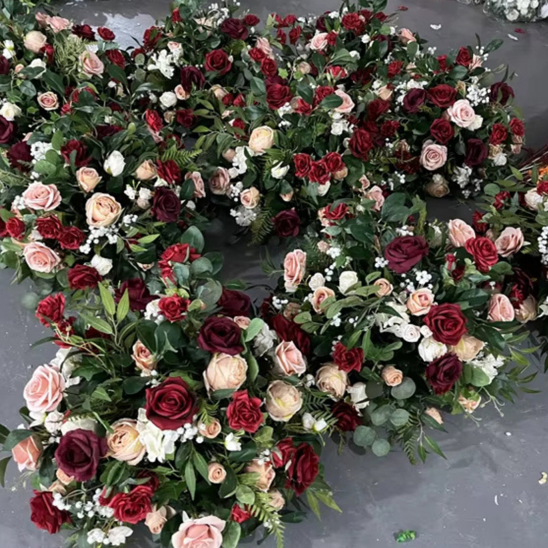 Pink, Red and White Greenery Rose Premium Flower Ball - 1068